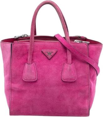 Prada Pre-owned Handbags, female, Pink, Size: ONE SIZE Pre-owned Twin Pocket Satchel