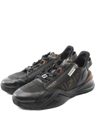 Fendi 2000s logo-print sneakers - men - Leather/Fabric/Fabric/Rubber - 10 - Black