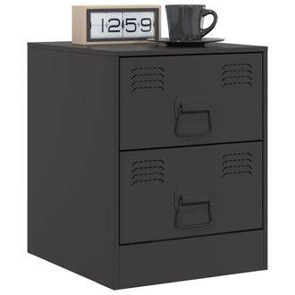 Berkfield Home Durable Bedside Cabinets 2 pcs Black 34.5x39x44 cm Steel