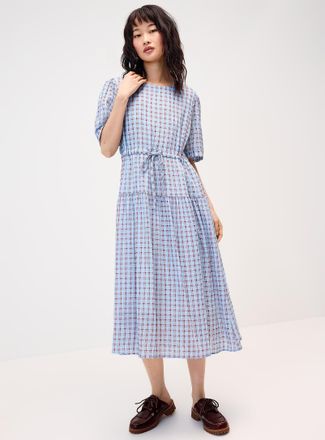 Twik Womens Tiered checkered maxi dress