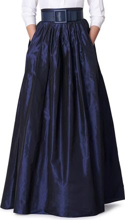 Carolina Herrera High Waist Silk Ball Skirt in Midnight at Nordstrom, Size 12