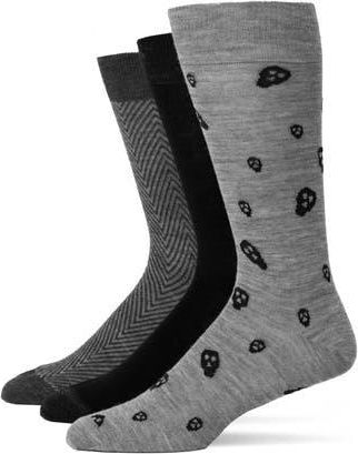 Lorenzo Uomo Assorted 3-Pack Wool Blend Crew Socks in Medium Grey at Nordstrom Rack, Size 10-13