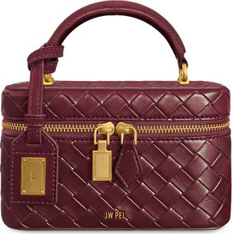 JW PEI Cleo Woven Faux Leather Top Handle Bag in Claret at Nordstrom