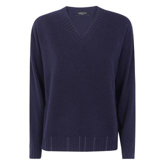 Fabiana Filippi Geborduurd V-hals Trui - Dames - V-hals truien - Blauw - S - Truien & Vesten
