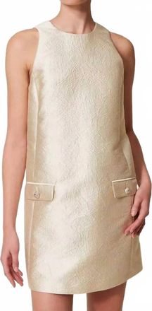 Twin-Set Short Brocade Jacquard Halter Dress In Light Gold