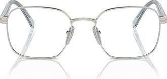 Prada 53mm Rectangular Optical Glasses in Silver at Nordstrom
