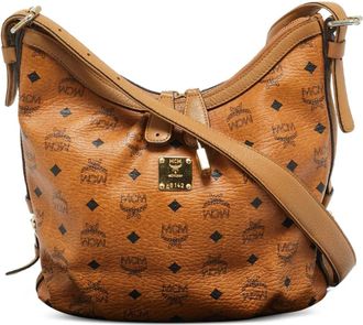 MCM Borsa a spalla Visetos con logo - Marrone