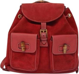Gucci Pre-owned Backpacks, female, Red, Size: ONE SIZE Pre-owned Vintage bamboo backpack