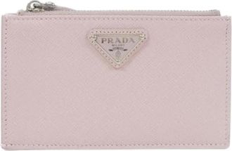 Prada Pre-owned Wallets, female, Pink, Size: ONE SIZE Pre-owned 1Mc086 Saffiano Triang Coin Case