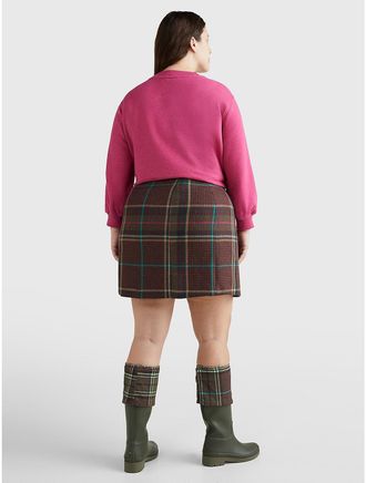 Tommy Hilfiger Womens Curve Check Wrap Mini Skirt - Green - 16