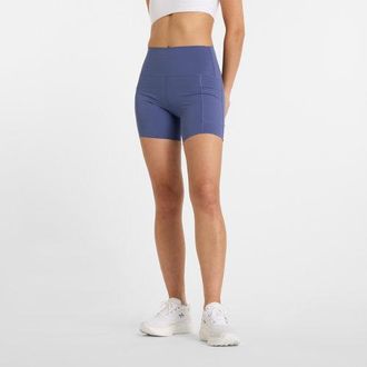 New Balance Womens RC Pocket High Rise Short 6 in Blue Poly Knit, size Medium