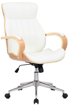 Clp Silla de oficina giratoria regulable en Simil cuero Natural/blanco