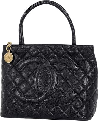 Chanel Black Grained Calfskin Handbag Tote Bag (Pre-Owned)