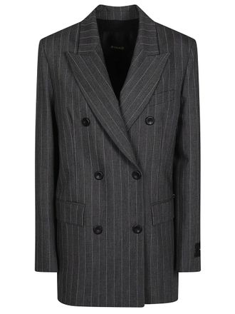 Pinko Grey New Guinea Pinstripe Polyester-Blend Blazer
