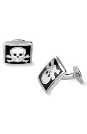 David Donahue Sterling Silver Cuff Links in Black at Nordstrom