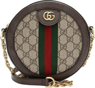 Gucci Beige Gg Supreme Canvas Ophidia Round Mini Shoulder Bag (Authentic Pre- Loved)