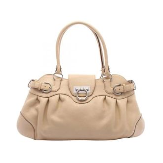 Ferragamo Pre-owned Handbag - Dames - Pre-owned - Beige - Maat: ONE Size Leer