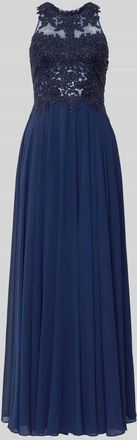 Mascara Abendkleid mit Rundhalsausschnitt in Dunkelblau, Gr&ouml;&szlig;e 32