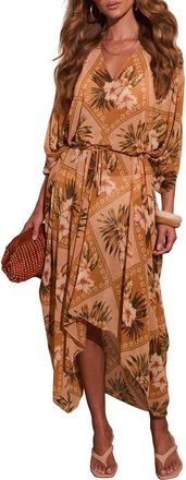 VICI Collection Shoreline Haze High-Low Maxi Dress in Gold Multi at Nordstrom, Size X-Large