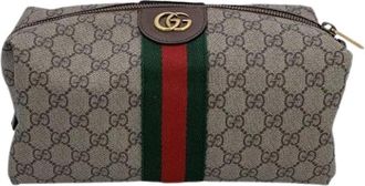 Gucci Pre-owned Cloth Clutch Bag Ophidia - Dames - Vintage Clutch - Beige - ONE Size - Katoen - Vintage