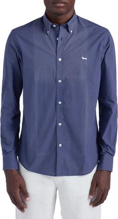 Harmont & Blaine Regular-fit Micro Print Shirt - Heren - Casual Overhemden - Blauw - 5XL - Katoen - Overhemden
