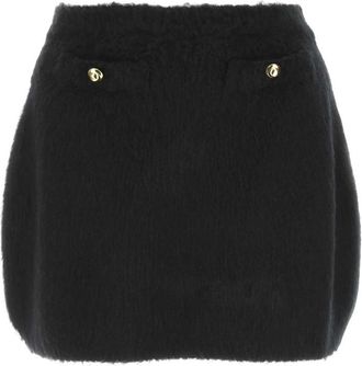 Miu Miu Black stretch wool blend mini skirt