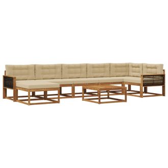 vidaXL Conjunto De Sof&aacute;s De Exterior Con Coj&iacute;n 8 Pcs Natural Y Beige Vidaxl