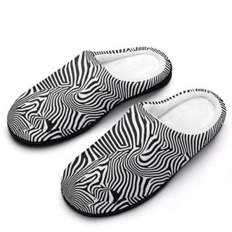 Generic Animal Zebra Print Mens Slippers Comfortable And Non-slip Cotton Slipper Shoe for House