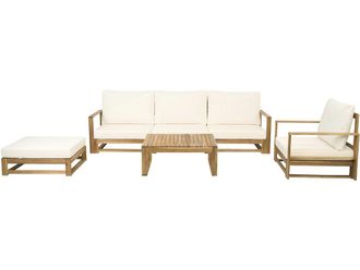 Habitat et Jardin Conjunto De Muebles De Jard&iacute;n Modulares De Madera bellingham Con Cojines - 5 Plazas - Beige