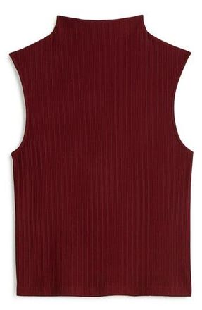 Madewell Mock Neck Sleeveless Rib Top in Cabernet at Nordstrom Rack, Size Xx-Large