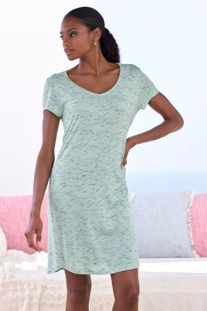 Vivance Nachthemd VIVANCE DREAMS, Damen, Gr. 32/34, N-Gr, gr&uuml;n (gr&uuml;n, meliert), Single Jersey, Obermaterial: 90% Viskose, 10% Polyester, meliert, Basic, beque