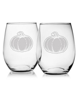 SUSQUEHANNA GLASS Set Of Four 21Oz Pumpkin Stemless Glasses