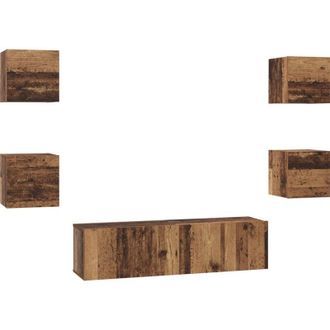 vidaXL Vidaxl - Conjunto De Mueble De Tv Montaje En La Pared 6 Pcs Madera Vieja