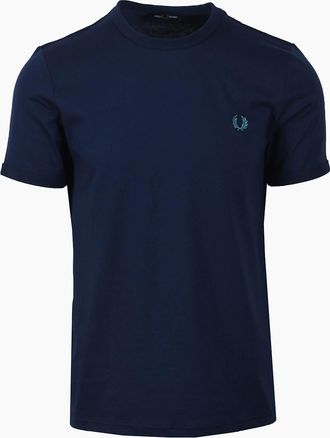 Fred Perry Mens FRED PERRY RINGER T-SHIRT TENNIS BLUE - Navy - Size: 42