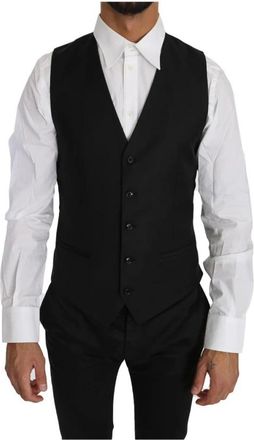 Dolce & Gabbana Luxe Wolblend Formeel Vest - Heren - Gillet - Zwart - S - Wol - Kostuums