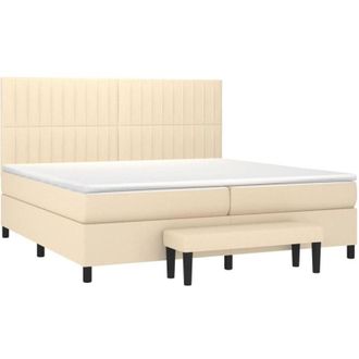 vidaXL Vidaxl - Cama Box Spring Con Colch&oacute;n Tela Color Crema 200x200 Cm