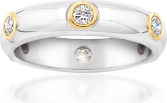 Ross-Simons Bezel-Set Lab-Grown Diamond Ring in Sterling Silver and 18kt Gold Over Sterling