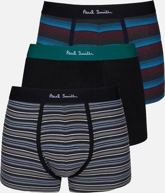 Paul Smith Mens Paul Smith 3-Pack Plain/Stripe Mix Trunks, Multi Coloured - Size: 32/33/32