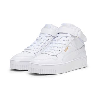 Puma Sneaker PUMA CARINA STREET MID, Damen, Gr. 38,5, weiss (puma wei&szlig;, puma wei&szlig;, puma gold), Leder, unifarben, Schuhe Sneaker