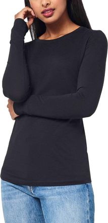 Lilla P Layering Long Sleeve Crewneck Top In Black