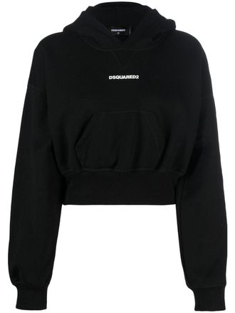 Dsquared2 logo-print attached-cap hoodie - Black