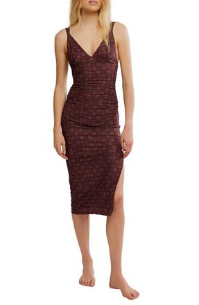 Free People Print Mesh Body-Con Dress in Brown Combo at Nordstrom, Size X-Large