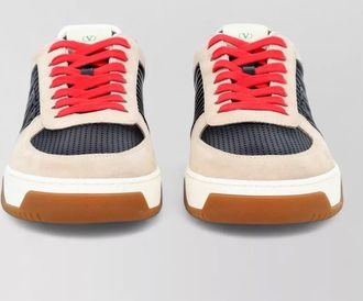 Valentino Garavani logo leather and suede panel sneakers