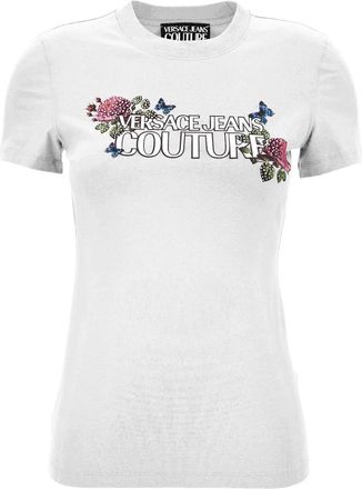 Versace Jeans Couture floral-butterfly print T-shirt - women - Fabric - M - White