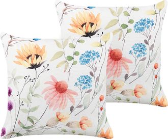 Beliani Conjunto De 2 Cojines De Jard&iacute;n Almohada De Exterior 45 X 45 Cm Poli&eacute;ster Estampado Floral Multicolor Monesi