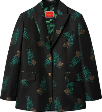 La DoubleJ Jones jack met bloemenprint en knopen - Zwart