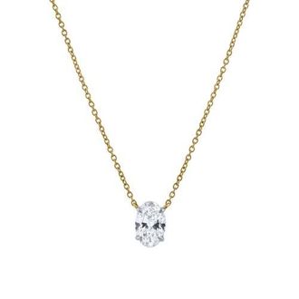 LuvMyJewelry Oval Obsession 14K Gold Lab Grown Diamond Necklace - 1.50 ct in 14K Yellow Gold at Nordstrom