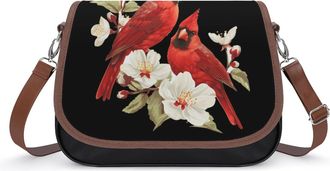 Generic Red Cardinal Bird Flower Crossbody Bags for Women Shoulder Messenger Bag Purse Handbags