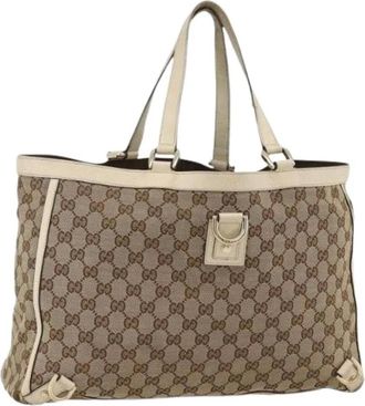 Gucci Pre-owned Tote Bags, female, Beige, Size: ONE SIZE Pre-owned GG Canvas Tote Bag