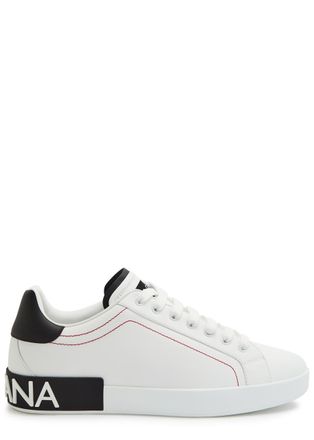 Dolce & Gabbana Portifano Panelled Leather Sneakers - White And Black - 44 (IT44 / UK10)